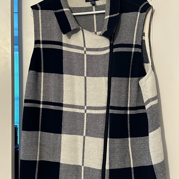 Chaps Asymmetrical Zipper Vest - Navy 1X - Picture 4 of 8